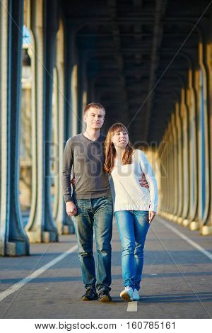 Young Romantic Couple In Paris