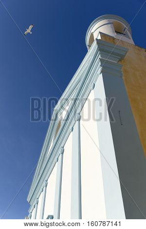 Church with blue sky in Sardinia the island of Sant'Antioco. City of Calasetta.