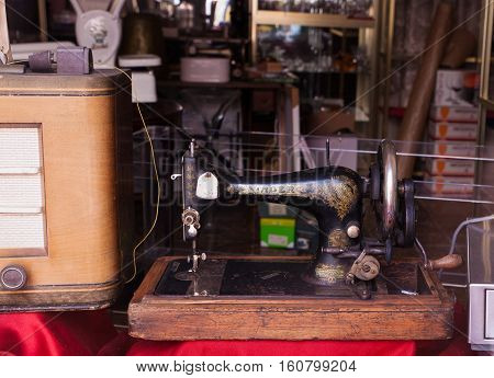 MELIDE SPAIN - AUGUST 14: Singer vintage sewing machine on August 14 2016