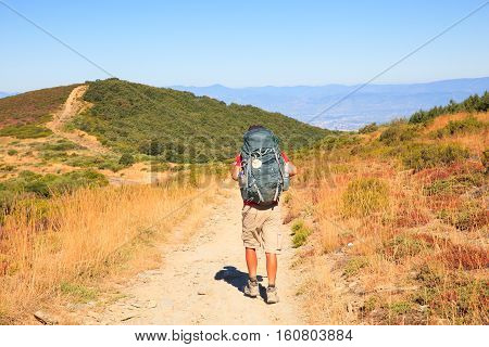 RABANAL SPAIN - AUGUST 05: Pilgrimn along the way of St. James on August 05 2016