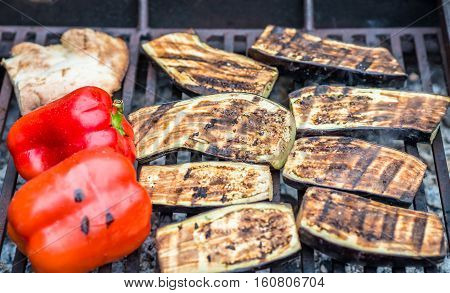 organic eggplant prepared on the grill. Grilled vegetables