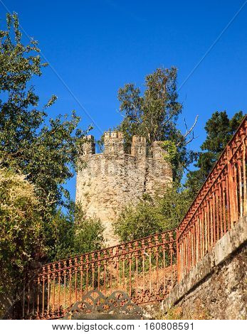 View of the tower of the old fortress of Sarria