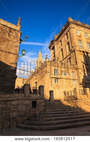 View of the cathedral of Santiago de Compostela Spain