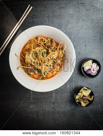 Khao soi Khao Soi Recipe Northern Style Curried Noodle Soup with coconut milk Northern Thai cuisine.