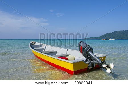 Boat at Perhentian Kecil Island beach Terengganu Malaysia.