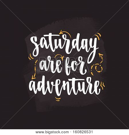 Vector handwritten brush lettering for your design on chalkboard dark background.