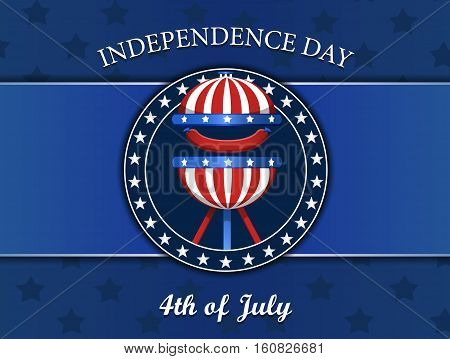 fourth of July Independence Day concept independence day with barbeque bbq. vector illustration badge isolated on blue
