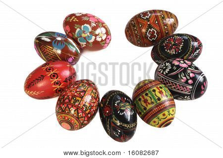 Ukrainian Easter Eggs Decorated, Isolated On White