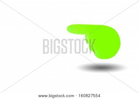 Green Hand on white background. Pointing finger. This has clipping path.