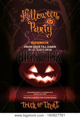 Vector Illustration with handwritten brush lettering. Halloween poster or card.
