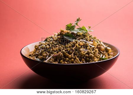 dry and simple moong dal usal or healthy sprouted Green gram spicy usal, fried in oil