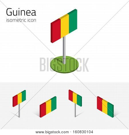 Guinean flag (Republic of Guinea) vector set of isometric flat icons 3D style. African country flags. Editable design elements for banner website presentation infographic poster map. Eps 10