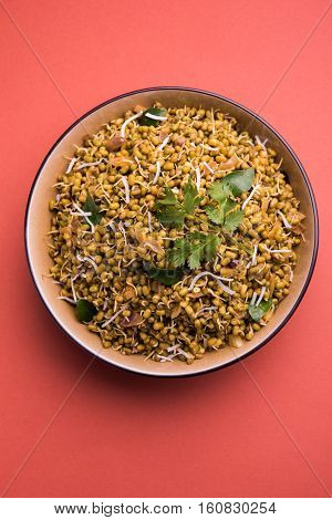dry and simple moong dal usal or healthy sprouted Green gram spicy usal, fried in oil