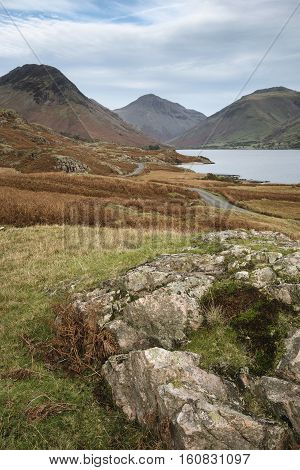 Beautiful Sunset Landscape Image Of Wast Water And Mountains In Lkae District In Autumn In England
