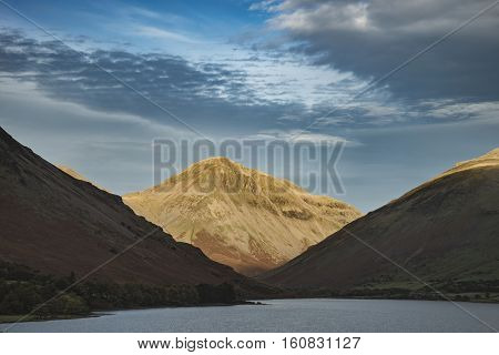 Beautiful Sunset Landscape Image Of Wast Water And Mountains In Lkae District In Autumn In England