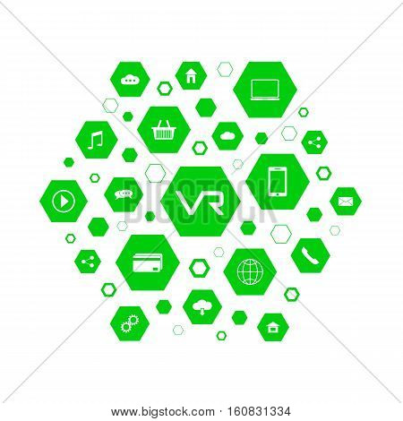 Icon with the virtual reality acronym VR. VR icon illustration.