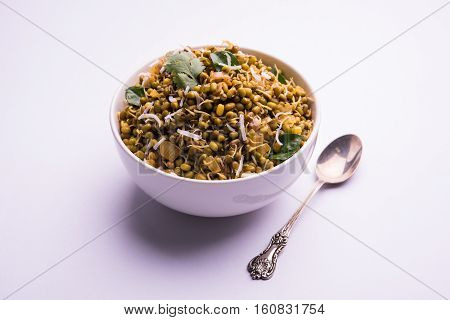 dry and simple moong dal usal or healthy sprouted Green gram spicy usal, fried in oil