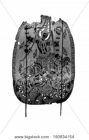 Closed up Thai ancient shadow play - Shadow puppet