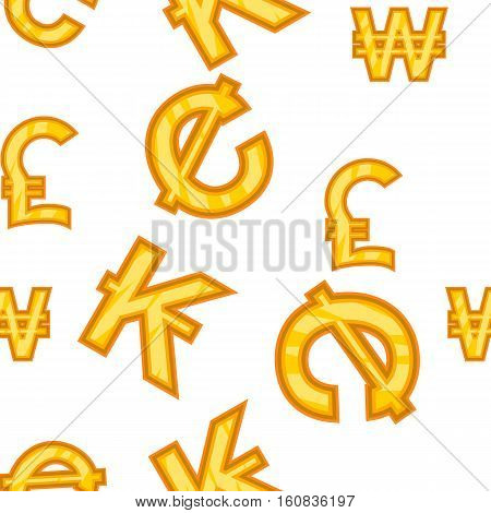 Currency of different countries pattern. Cartoon illustration of currency of different countries vector pattern for web
