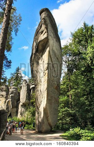 Adrspach, Czech Republic - August 10,2010: Rocks in the national park of Adrspach. Rocky town in Adrspach - National Nature Reserve in the Czech Republic