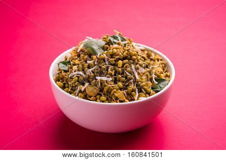 dry and simple moong dal usal or healthy sprouted Green gram spicy usal, fried in oil