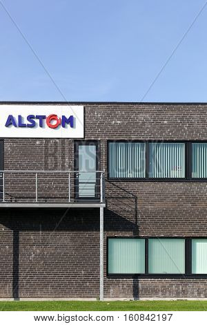 Fredericia, Denmark - September 10, 2016: Alstom building and offices.  Alstom is a French multinational company operating worldwide in rail transport markets with products like tgv and eurostars