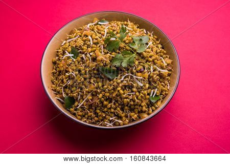 dry and simple moong dal usal or healthy sprouted Green gram spicy usal, fried in oil