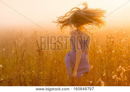 Dancing Beautiful Girl In Fog