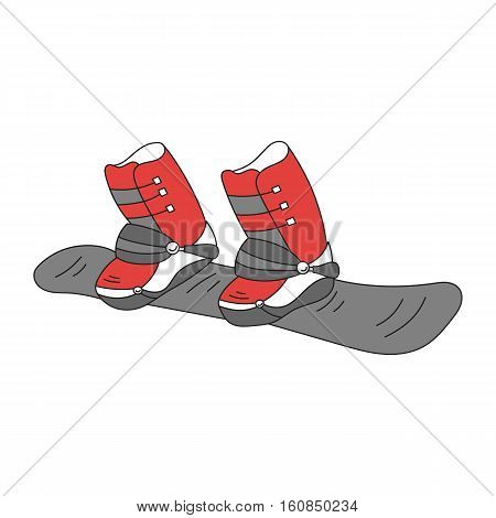 Snowboard vector icon doodle sketch isolated on white background. Winter sports equipment.
