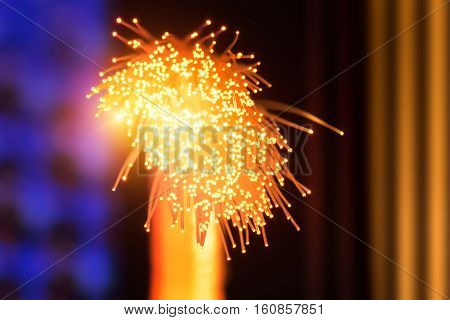 optical fibres dinamic flying from deep on technology background