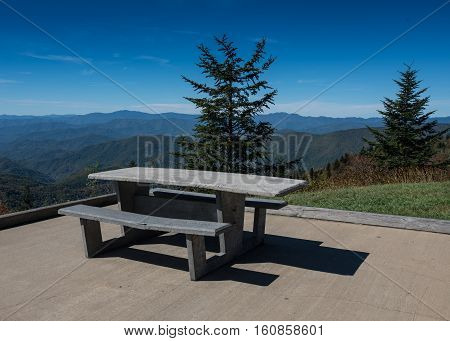 Handicapped Picnic Table at wayside on the Blue Ridge Parkway