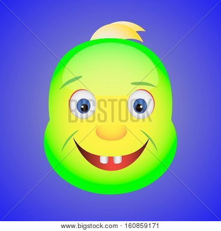 Cartoon style baby smile with first two teeth