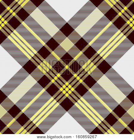 Seamless tartan plaid pattern in bright yellow, pale yellow, white  and dark blackish red.