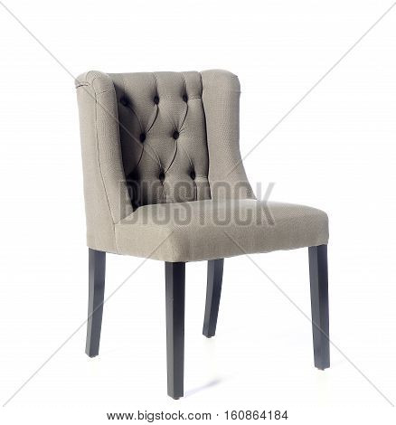 upholstered armchair, comfortable furniture, trendy colors, isolated on white background
