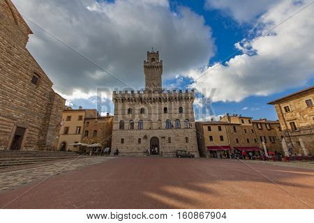 MONTEPULCIANO, ITALY - SEPTEMBER 19, 2016: Unidentified people at Montepulciano Italy. Montepulciano is a medieval and Renaissance town in Siena province at southern Tuscany