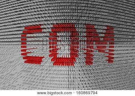 COM as binary code background 3D illustration