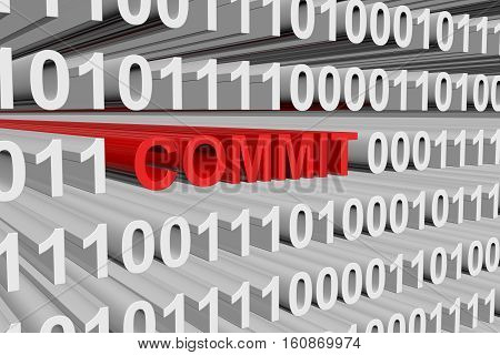 COMMIT in the form of binary code, 3D illustration
