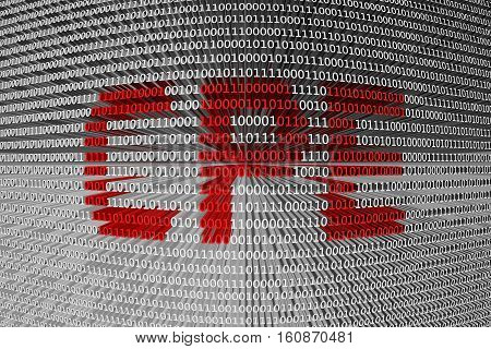 CPE in the form of binary code, 3D illustration