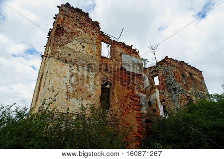 Ruined house in Open air museum of the Croatian War of Independence (1991-1995) in Karlovac Croatia