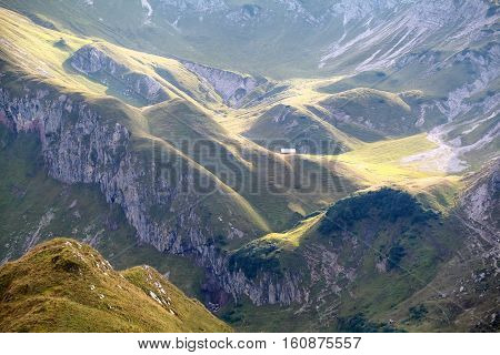 light and shadows in morning mountains Austria