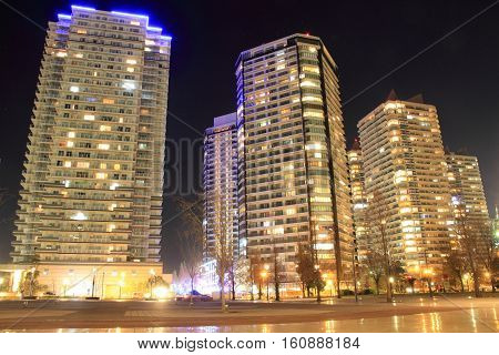 High-rise condominium in Yokohama Minatomirai 21 Japan (night scene)