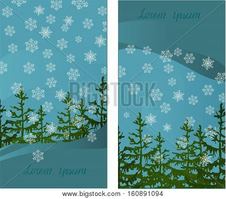 A set of two cards with winter motives for congratulations. Vector illustration