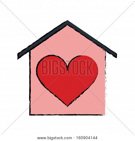cartoon house love heart beauitful card vector illustration eps 10