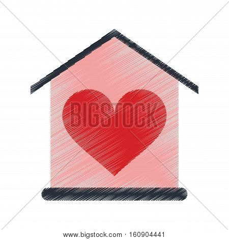 drawing house love heart beauitful card vector illustration eps 10