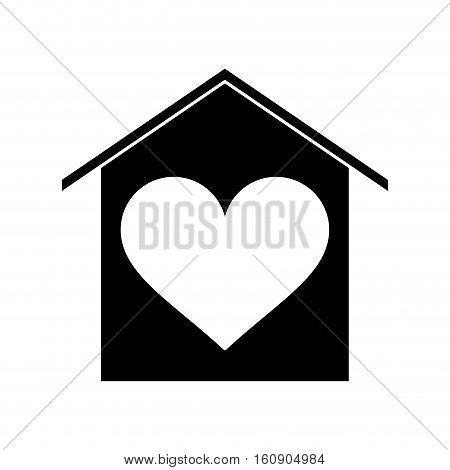 silhouette house love heart beauitful card vector illustration eps 10