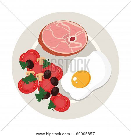 dish with meat and egg vector illustration design