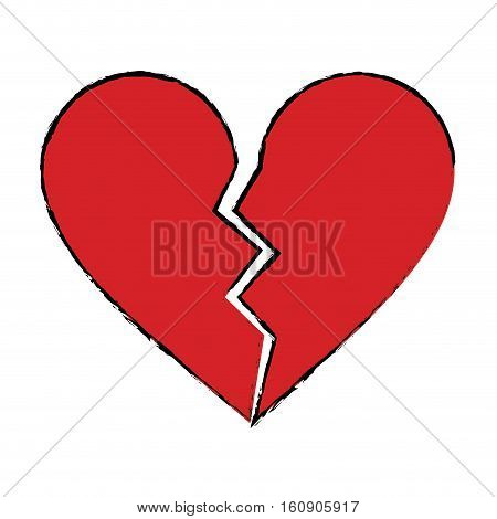 cartoon red heart broken sad separation vector illustration eps 10