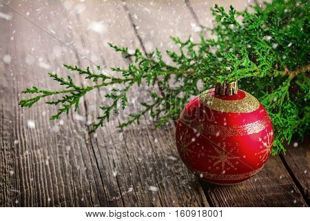 Christmas decoration background. Retro style toned image