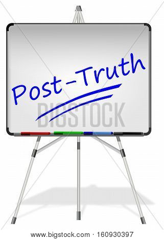 Whiteboard with Post-Truth on white background - 3D illustration