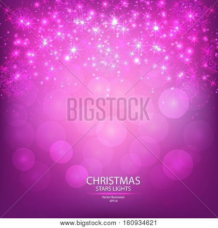 Christmas ligthts and snowflakes background. Vector illustrations.